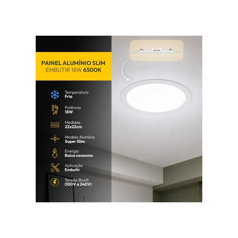 Plaf.led Tasch.lys EMB.RD.18W 6500K 22CM