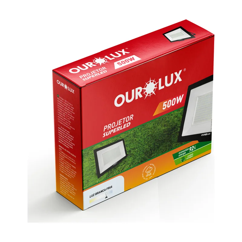Refletor 500W 6500K Preto Ourolux