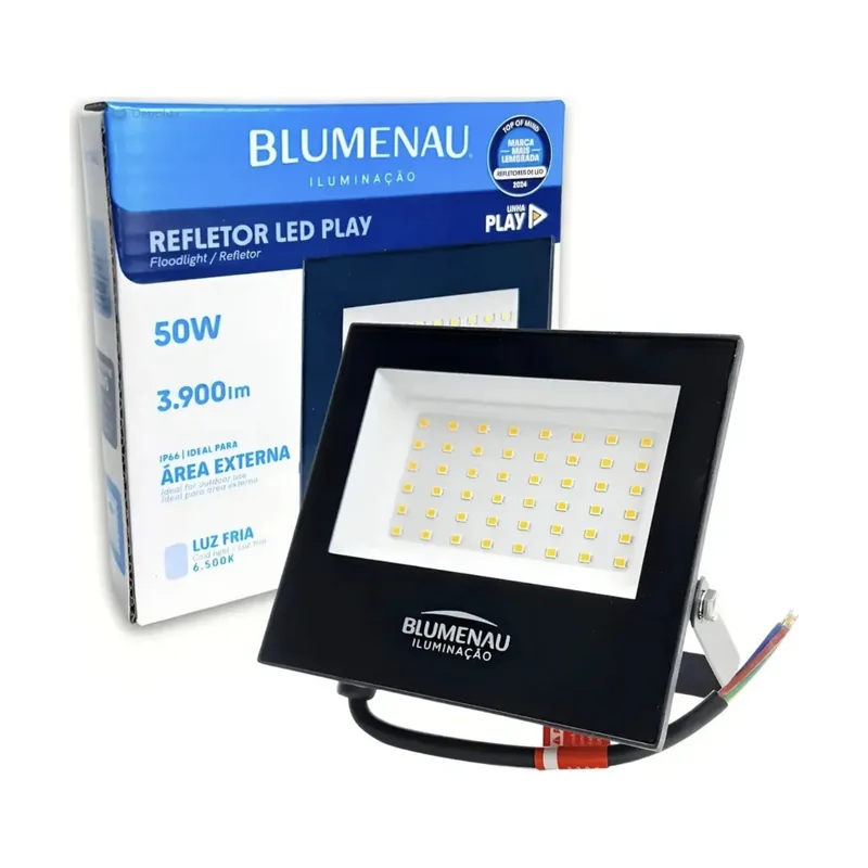Refletor 50W 6500K Quadrado Preto Blumenau