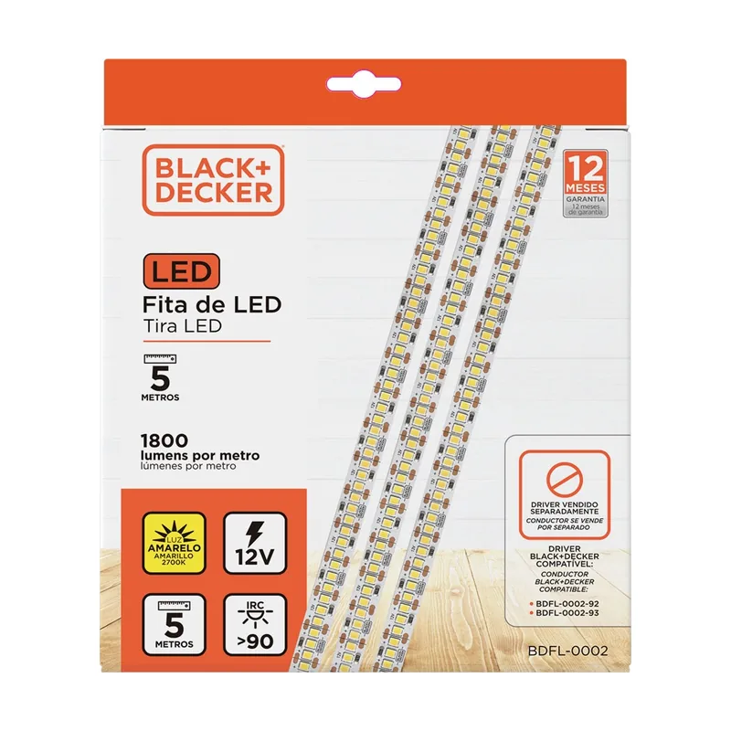 Fita LED 10W 2700K 5M 12V 2835 Black Decker