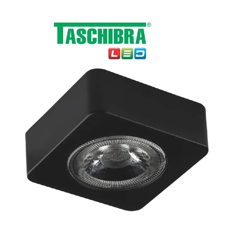 Spot Sobrepor Quadrado Recuado Preto AR 20 Taschibra