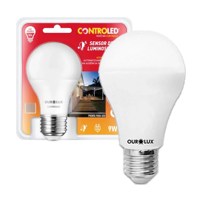 Lâmpada 9W 6500K Fotocelula Sensor Luminoso Ourolux