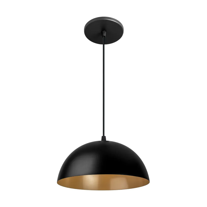 Pendente Cleo Alumínio Ø30 x 14CM INT Dourado Preto Liso Blumenau
