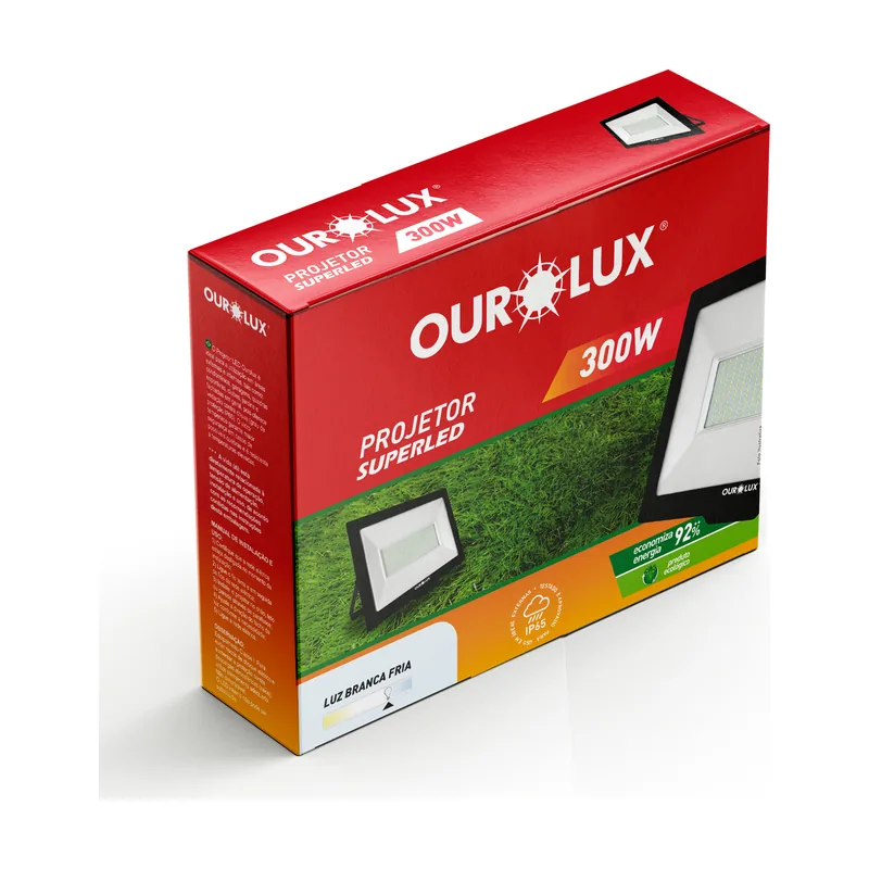 Refletor 300W 6500K Preto Ourolux