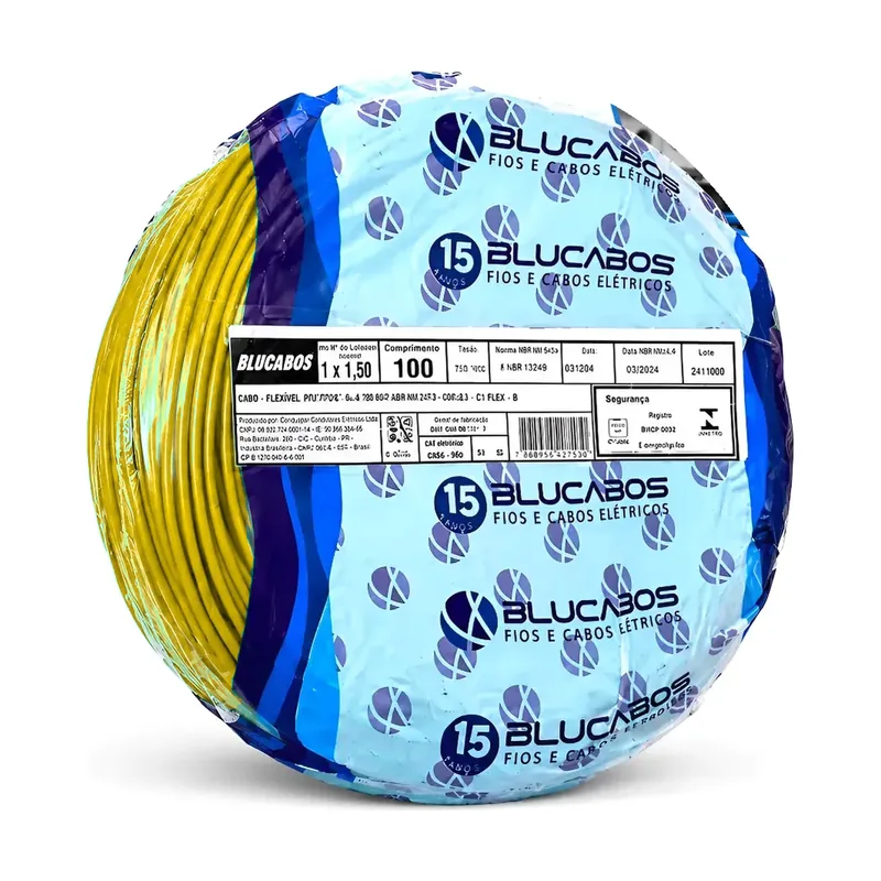 Cabo Flexível Blucabos 1,5 mm Amarelo