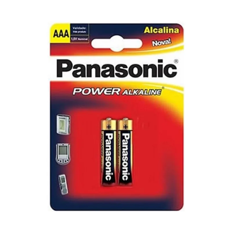 Pilha Alcalina AAA Palito com 2 Panasonic