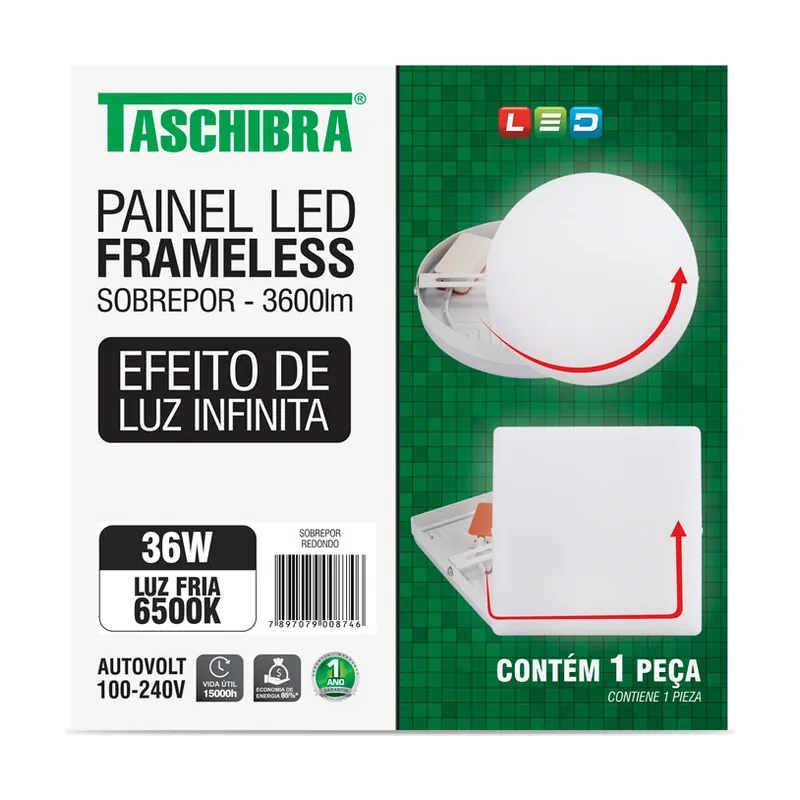 Luminária Sobr Redonda 36W 6500K Frameless Taschibra