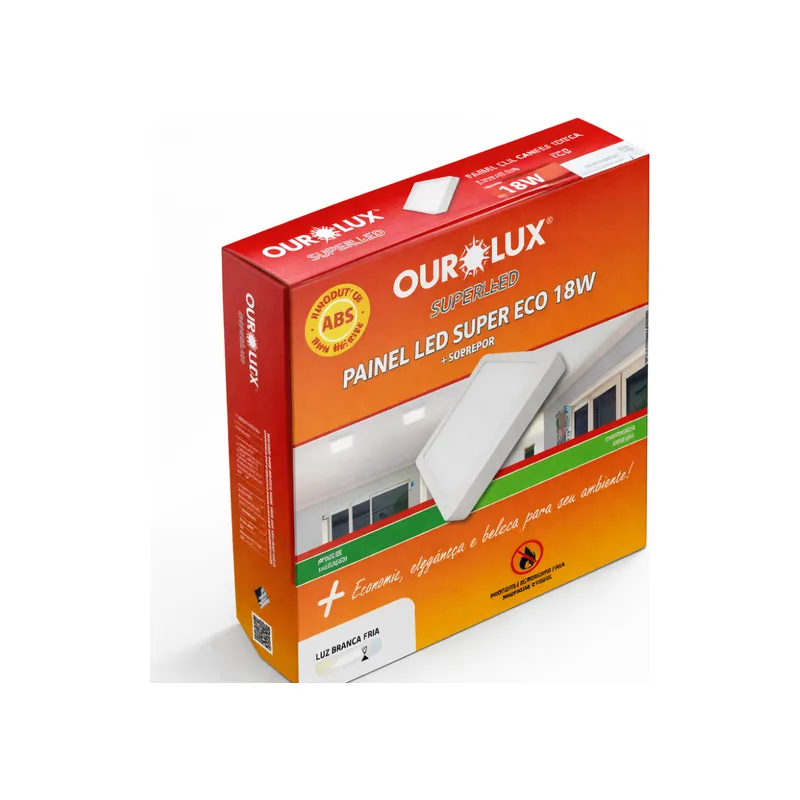Painel LED 18W 6500K Quadr Sobrepor Ourolux