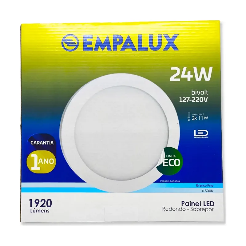 Plafon Sobrepor Redondo Branco 24W 6500K Empalux