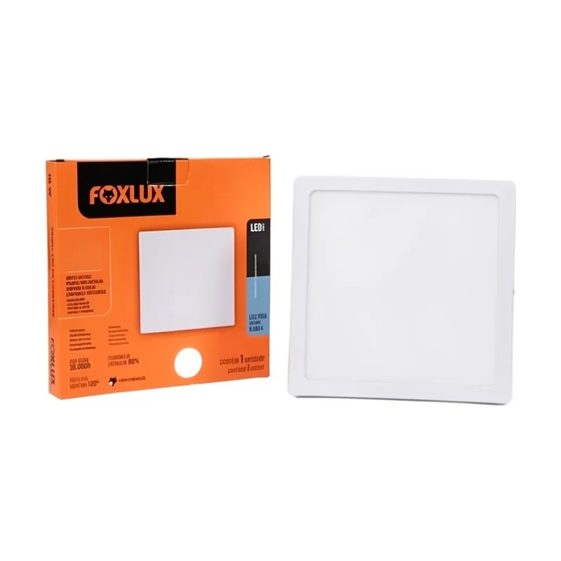 Plafon Quadrado Sobrepor 18W 6500K Branco Foxlux