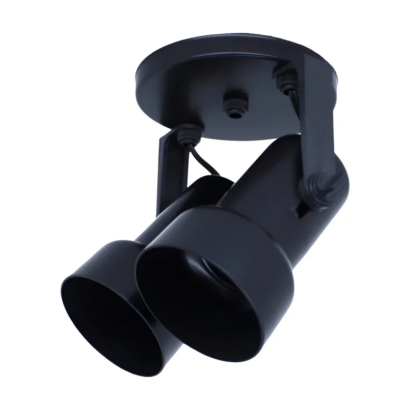 Spot Comum Liso 2 Lâmpada Preto OPL