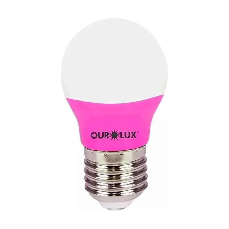 Lâmpada LED Bolinha 3W Rosa Ourolux