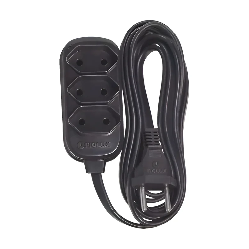 Extensão 3T - 2P+T - 2M - Fiolux Preta