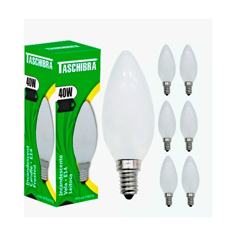 Lâmpada Vela Incandecente Leitosa 40W 127V E14- Taschibra