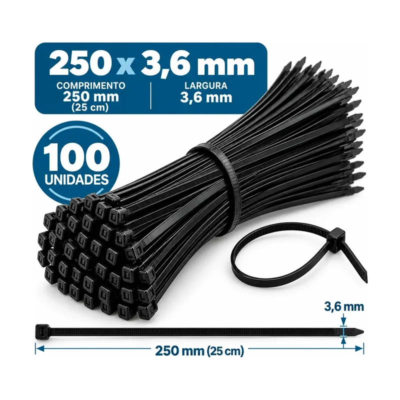 Abraçadeira Nylon PTA 250 mm x 3.6 - Atopy