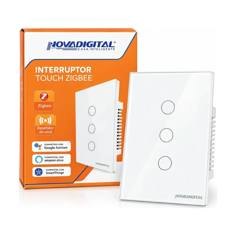 Interruptor Touch Intelig 3TECLAS 2x4 Branco Novadigital