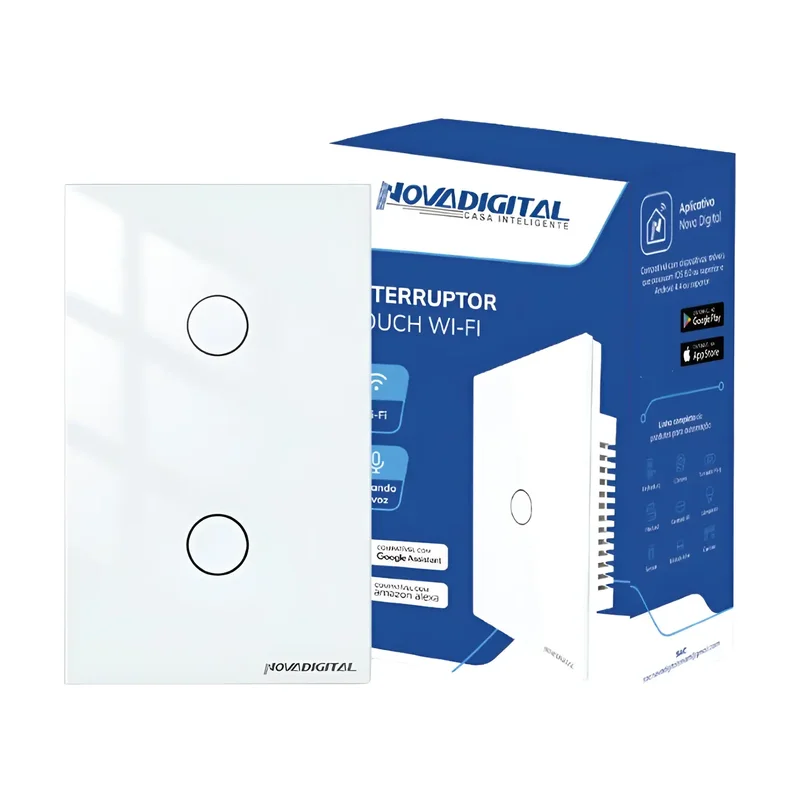 Interruptor Touch Intelig 2TECLAS 2x4 Branco Novadigital