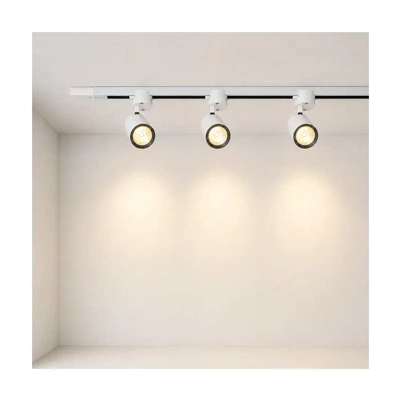KIT 3 Spots 10W 3000K com Trilho Branco 1M