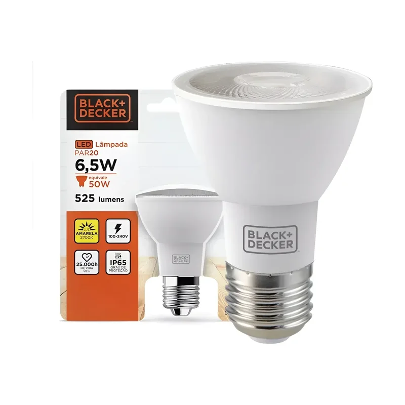 Lâmpada 6,5W 2700K PAR20 IP65 Black Decker