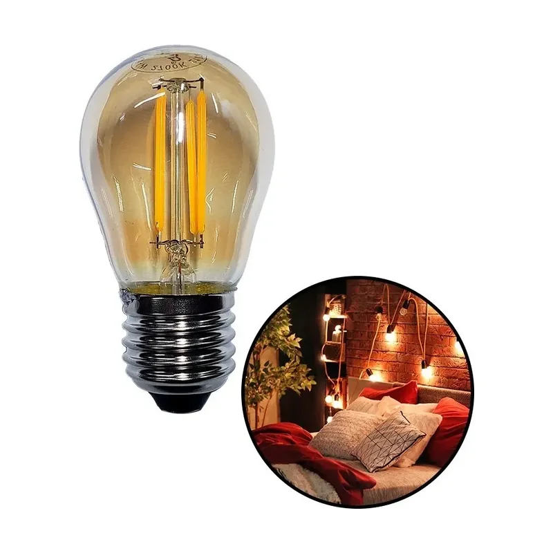 Lâmpada Filamento LED 4W E14 G45 127V 2500K High Power