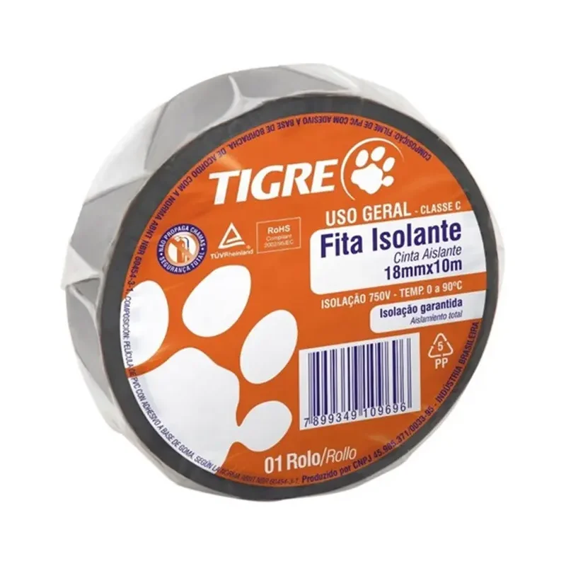 Fita Isolante 18MMX10M Tigre Classe C - Qtde 2A. Um: 0,370 CX