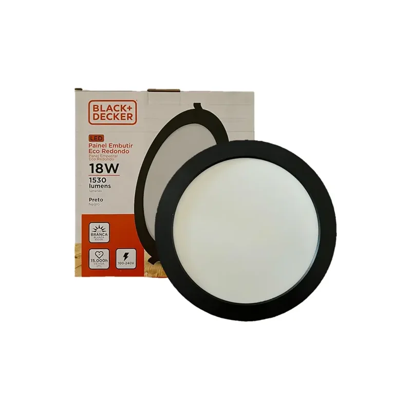 Plafon Embutir Redondo 18W 6500K Preto Black Decker