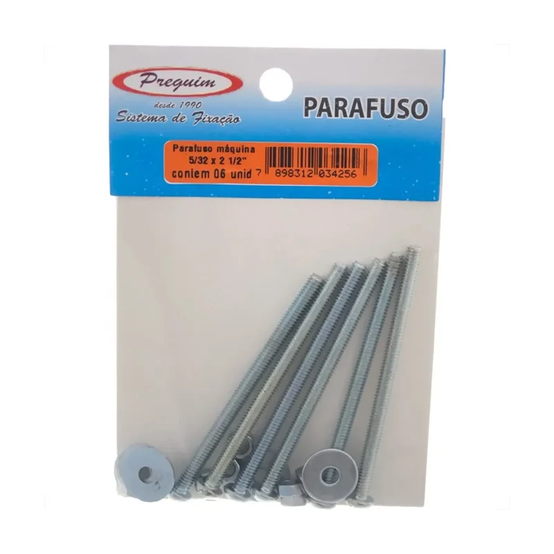 Cartela Parafuso MAQ 5/32 x 2 Redonda com Porca