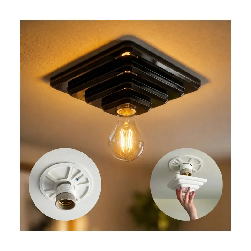 Plafon PL E27 Preto Fiolux Luminus