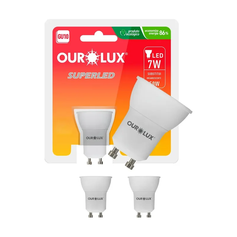 Lâmpada GU10 7W 2700K 100º Ourolux