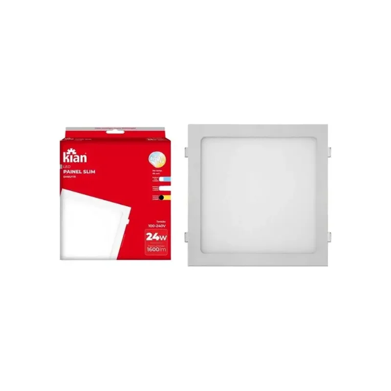 Plafon Embutir Quadrado Branco 24W LA 3K LUZ Sollar