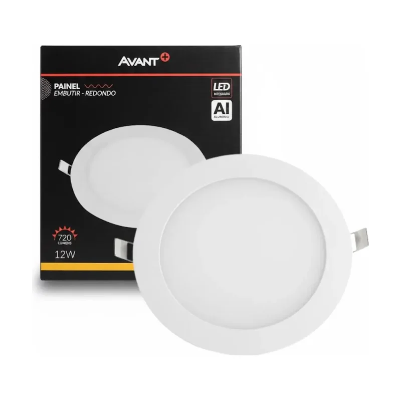 Plafon Embutir Redondo Branco 12W LA 3K Avant