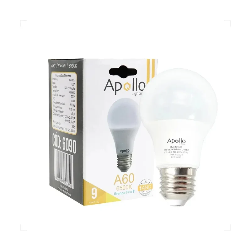 Lâmpada 9W 6500K Apollo
