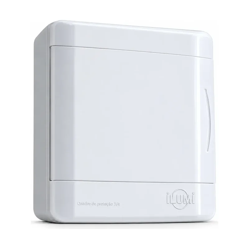 Quadro Sobrepor 4 Disjuntor com Porta Branca - Ilumi