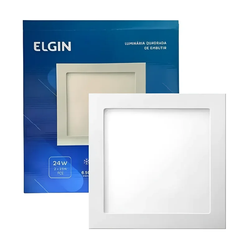 Plafon Embutir Quadrado Branco 24W LF 6,5 Elgin
