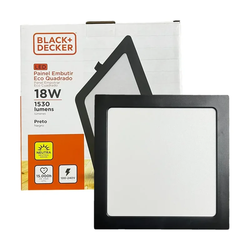 Plafon Embutir Quadrado Branco 18W LN4K Black Decker