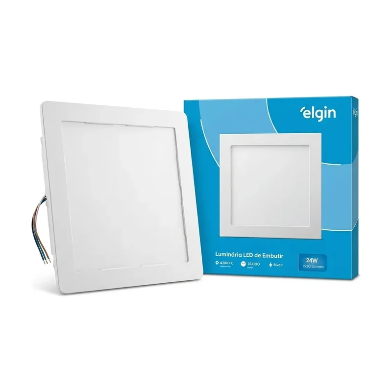 Plafon Embutir Quadrado Preto 24W LF 6,5 Elgin