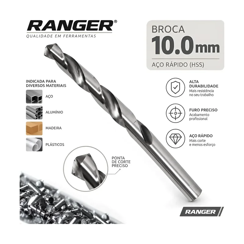 Broca Aço Rapido Ranger 10,0 mm