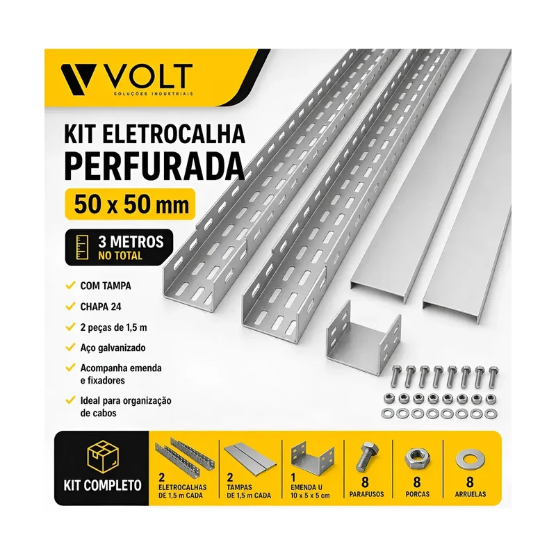 Eletrocalha 50 mm x 50 mm Barra 3M Perfur