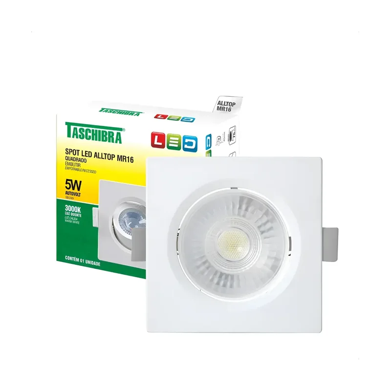 Spot Embutir Quadr Alltop MR16 5W Taschibra