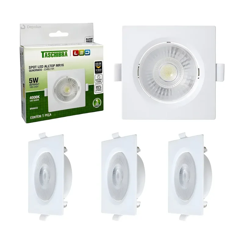 Spot Embutir Embuled Quadrado MR16 5W Branco