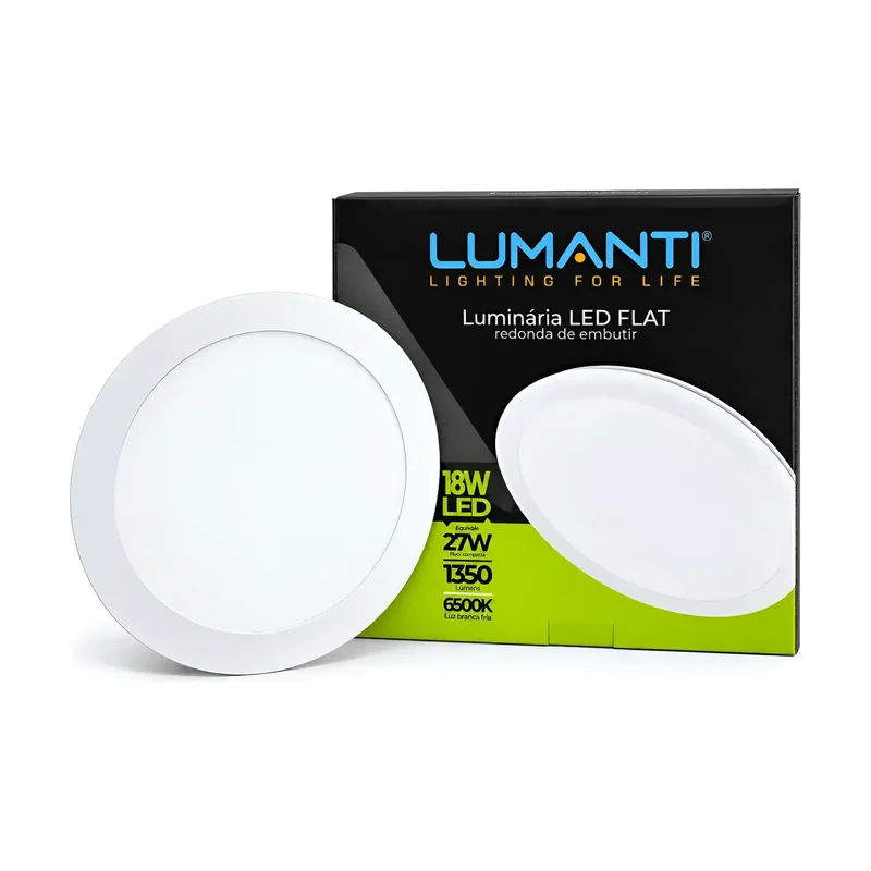 Plafon Sobrepor Redondo Branco 18W 6500K Lumanti
