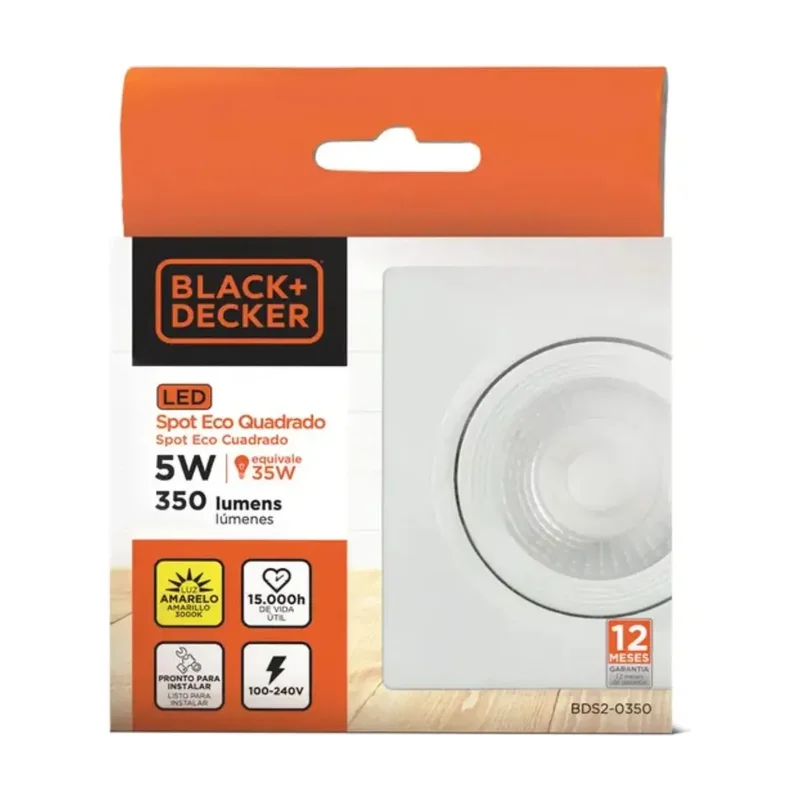 Spot ECO Black Decker LED Quadrado 5W 3000K