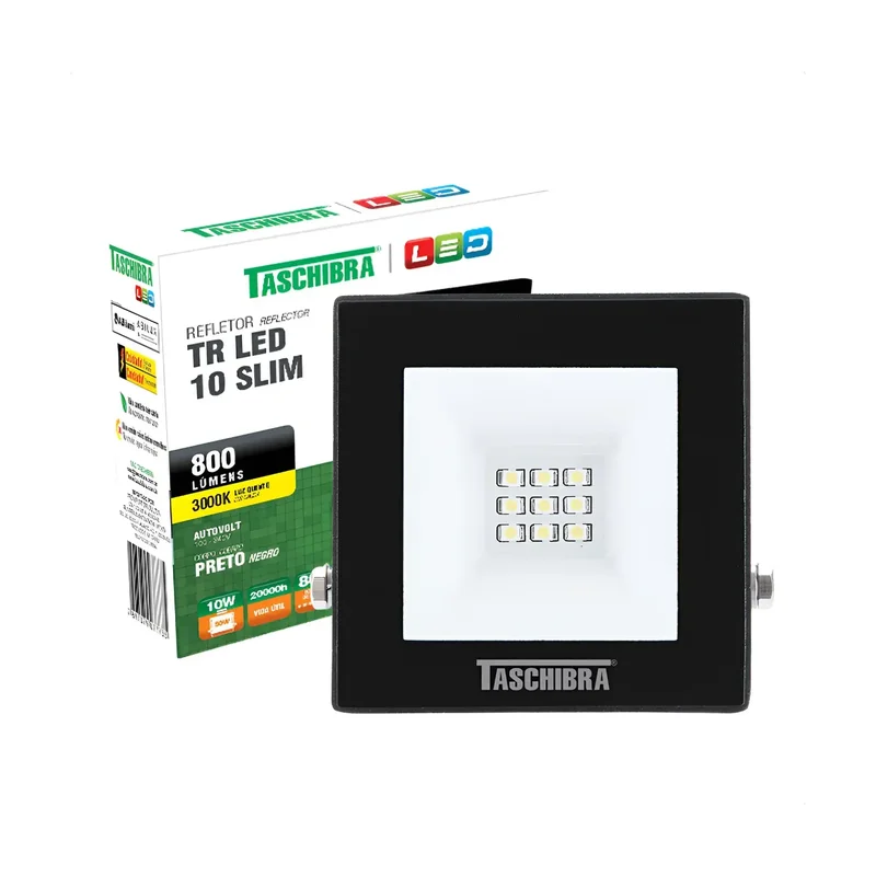 Refletor TR LED 10W Slim 3000K PRETO-DER/02 PRETO-7897079077735