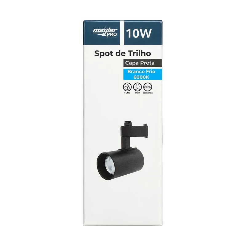 Spot para Trilho Hitec Preto 10W 6000K