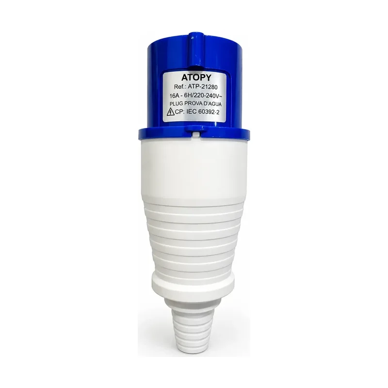Plug Macho Acopl. 16A 2P+T 220/240 6H - 21280 Azul Atopy